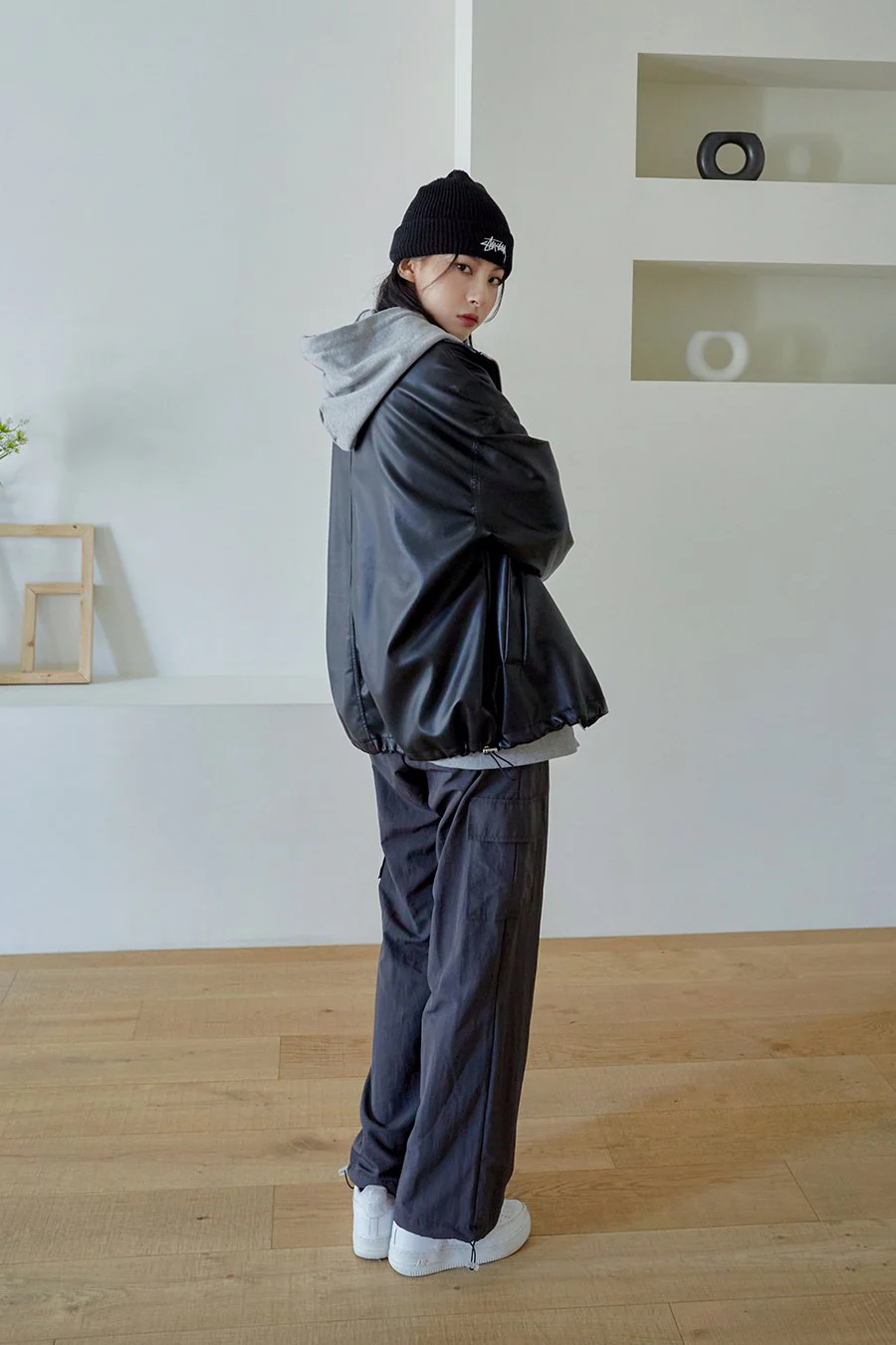 Relaxed Fit Faux Leather Jacket J24 - Image 15