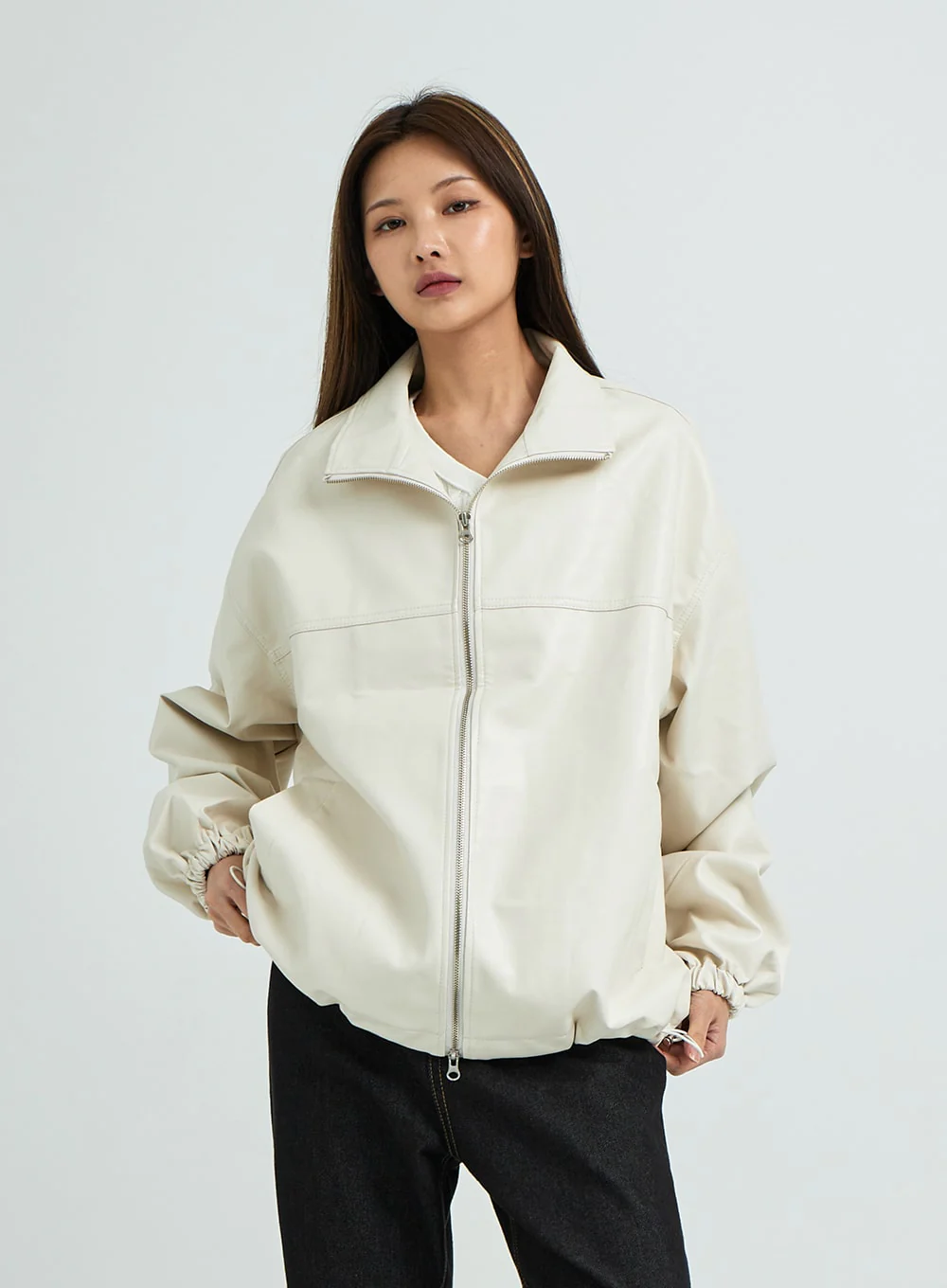 Relaxed Fit Faux Leather Jacket J24 - Image 9