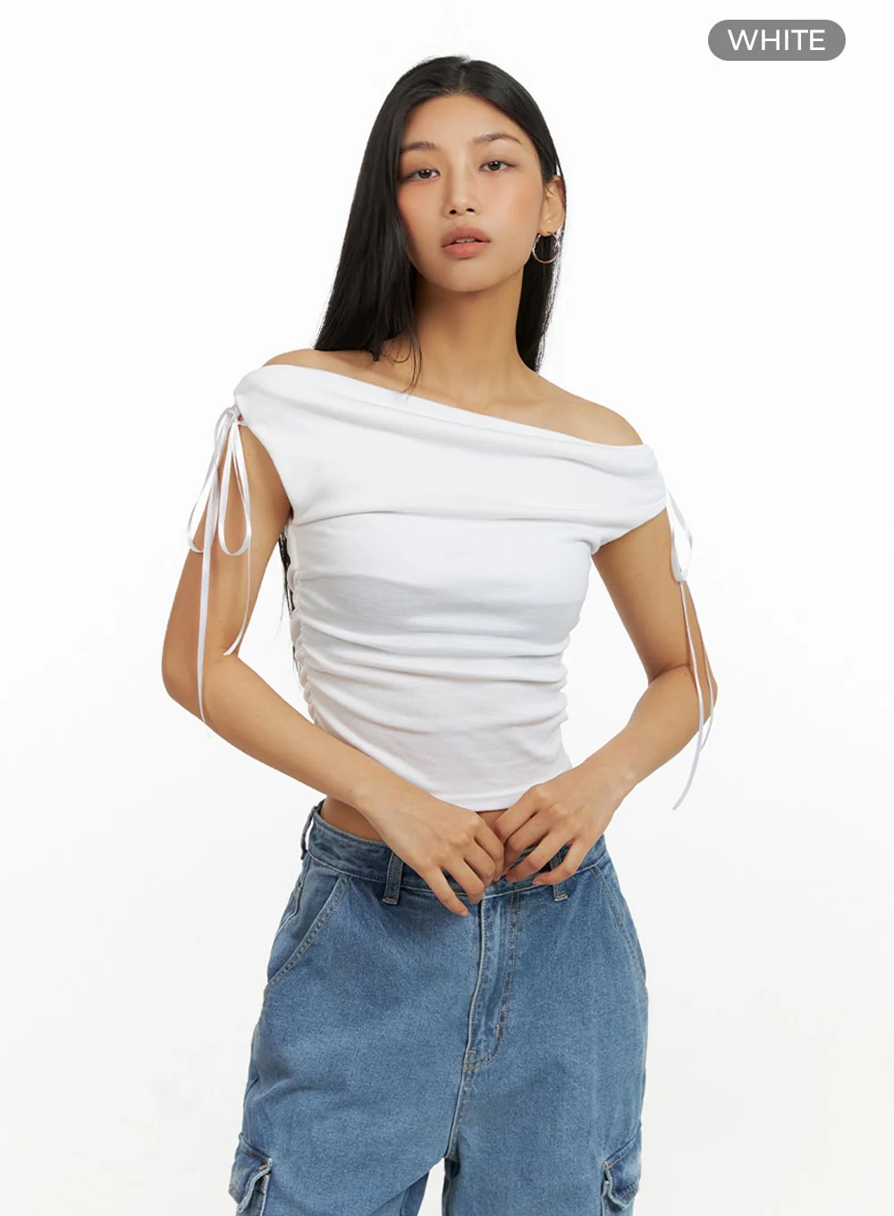 Ribbon Chic Off Shoulder Crop Top IU412 - Image 7