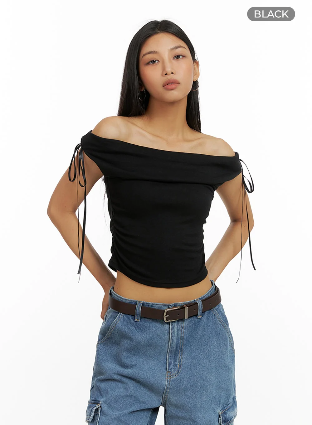 Ribbon Chic Off Shoulder Crop Top IU412 - Image 8