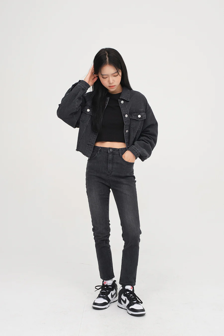 Ripped Hem Denim Crop Jacket F14 - Image 13