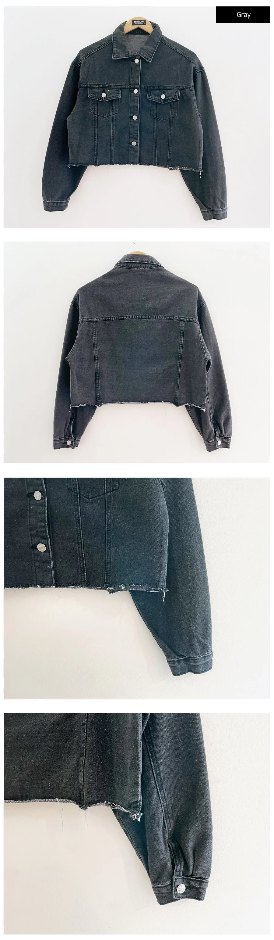 Ripped Hem Denim Crop Jacket F14 - Image 14