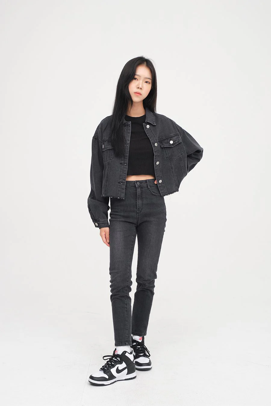 Ripped Hem Denim Crop Jacket F14 - Image 3