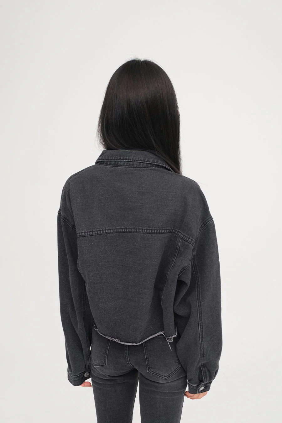 Ripped Hem Denim Crop Jacket F14 - Image 6