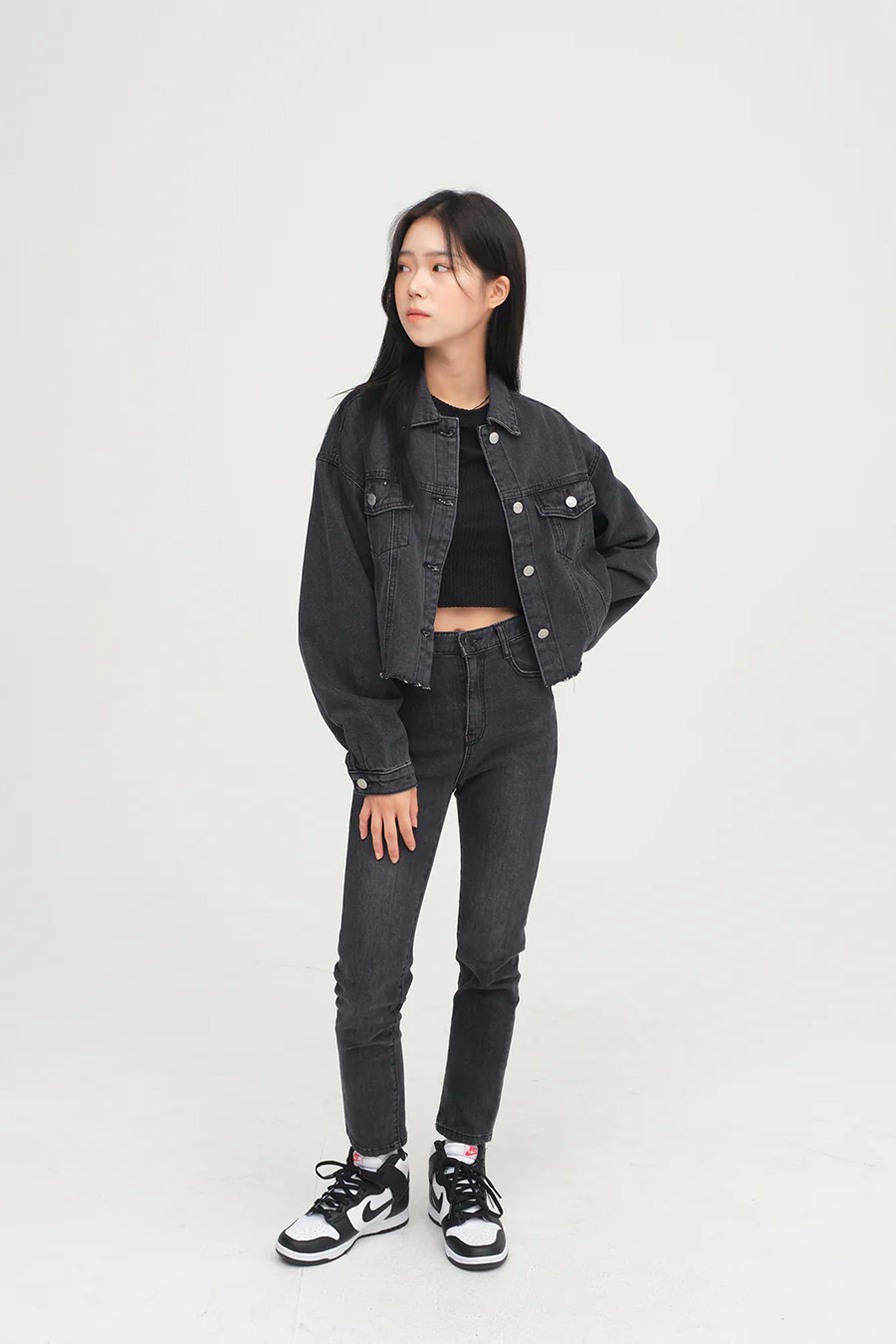 Ripped Hem Denim Crop Jacket F14 - Image 8