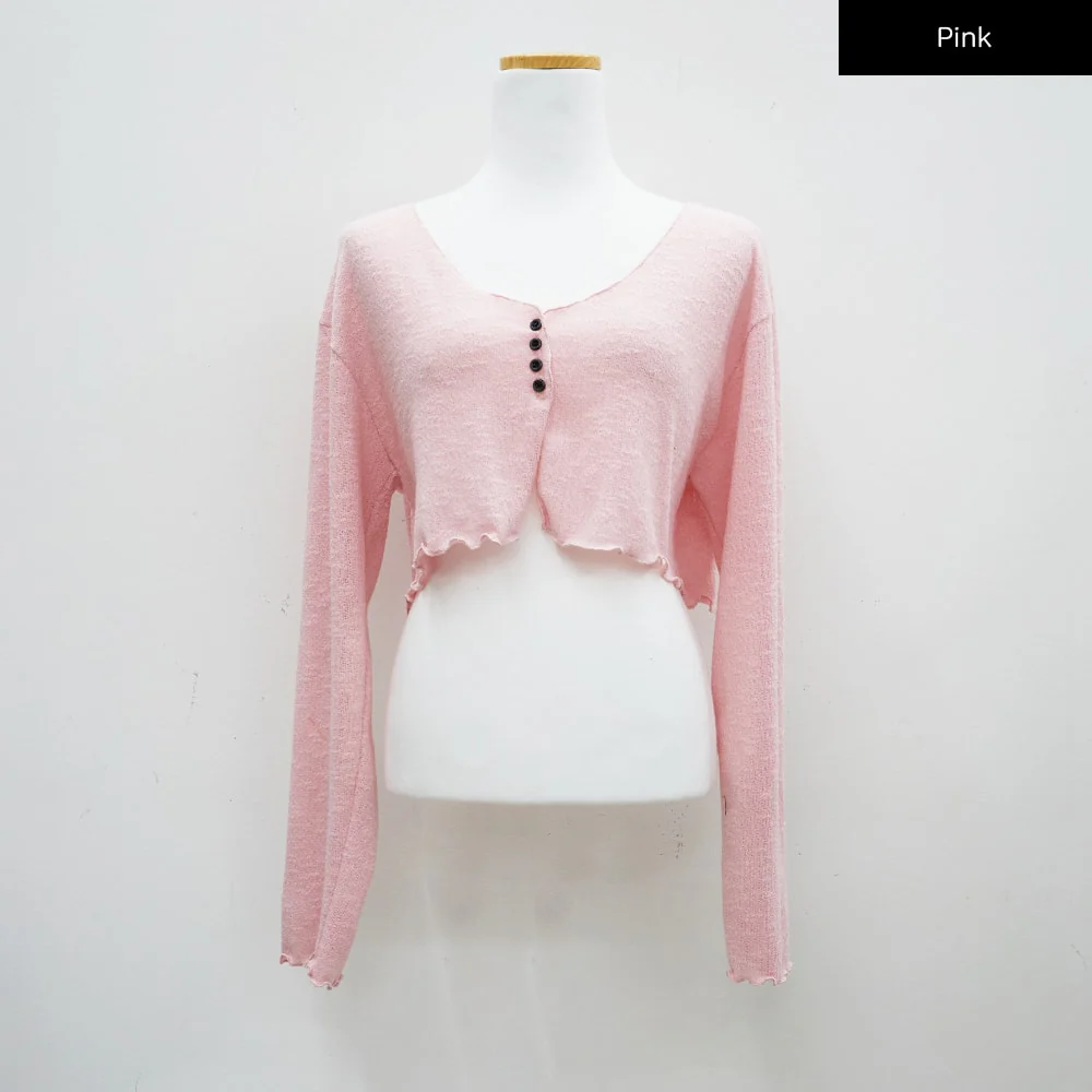 Ruffle Detail Cropped Cardigan CM17 - Image 12
