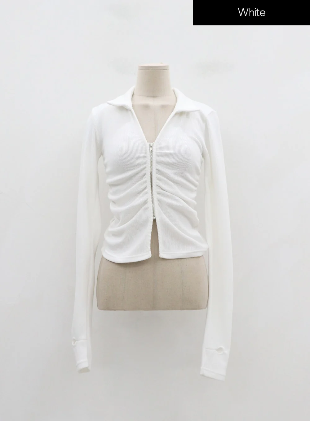 Ruffle Zipper Long Sleeve Top ID08 - Image 24