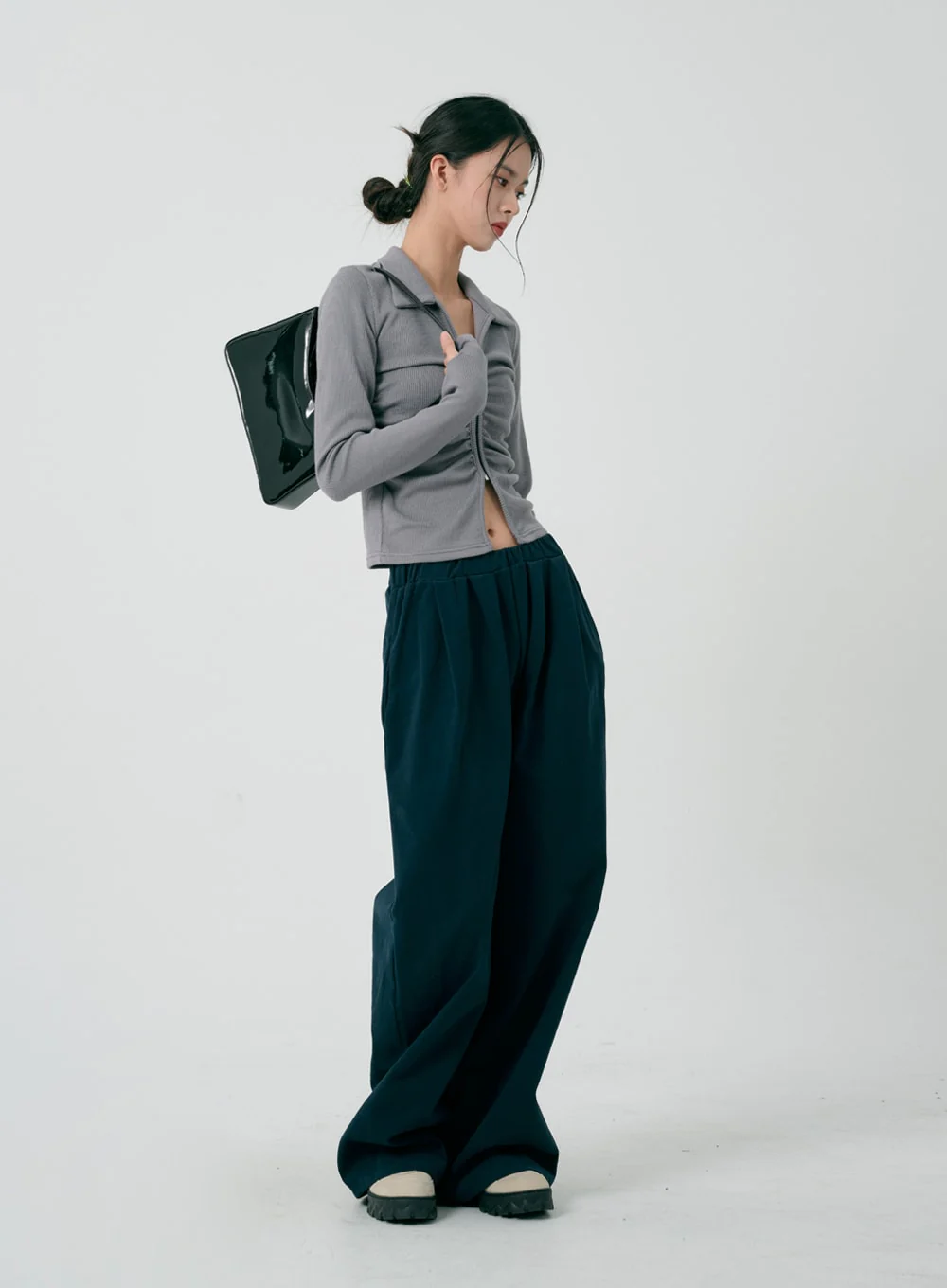 Ruffle Zipper Long Sleeve Top ID08 - Image 7