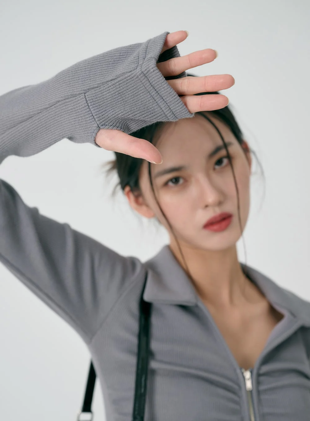 Ruffle Zipper Long Sleeve Top ID08 - Image 8