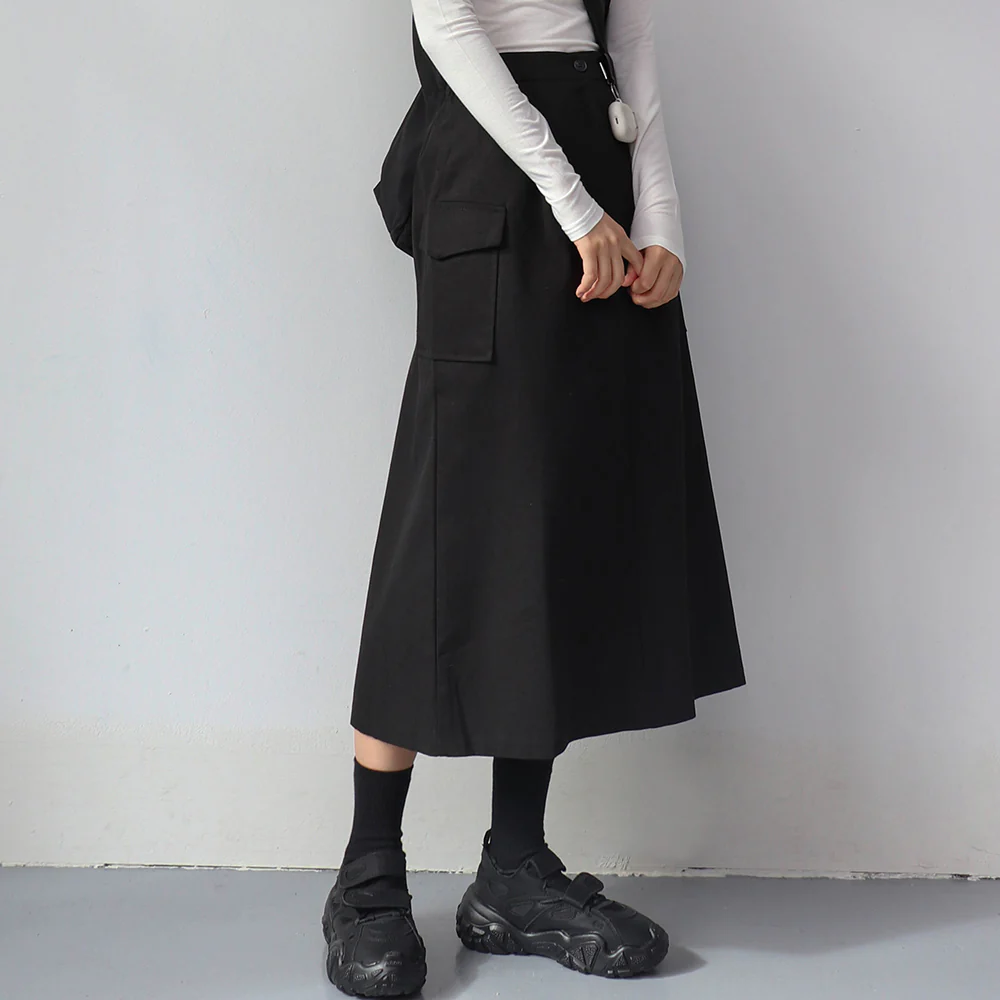 Simple High Waist Button Cargo Long Skirt CO05 - Image 5