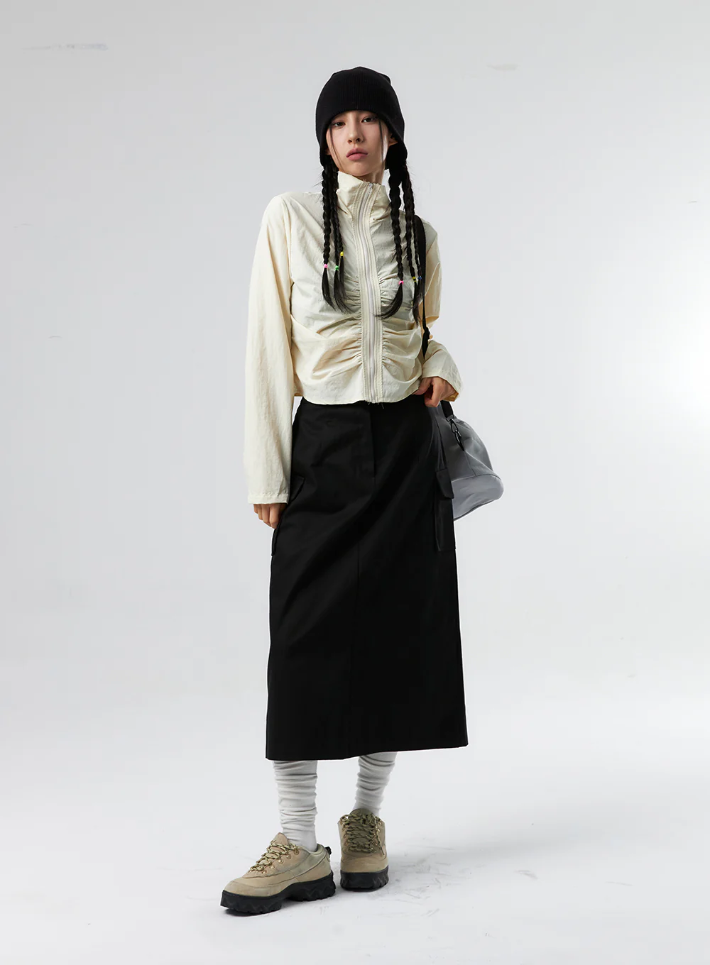 Simple High Waist Button Cargo Long Skirt CO05 - Image 8