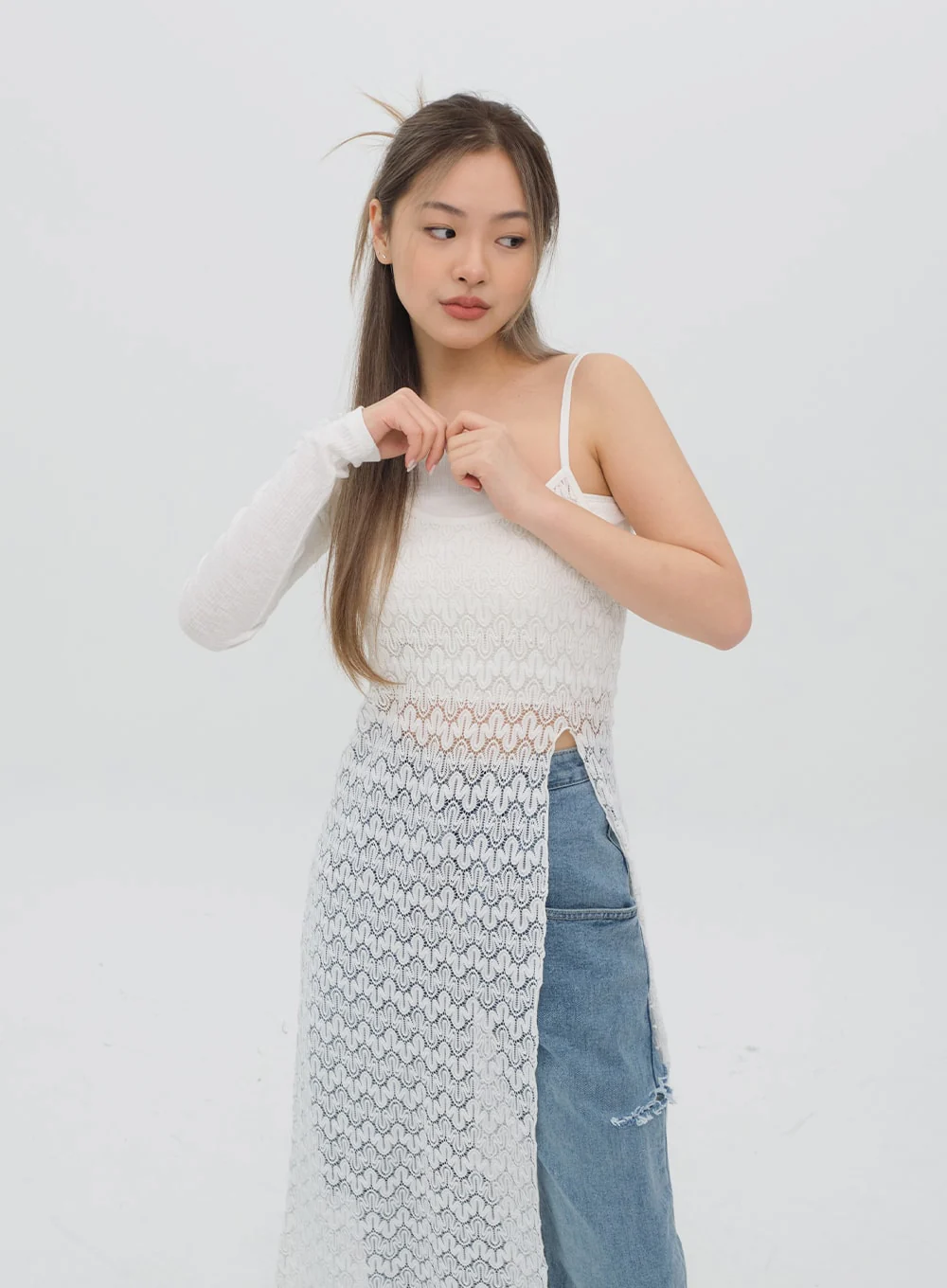 Torn Wide Leg Jeans C1002 - Image 11