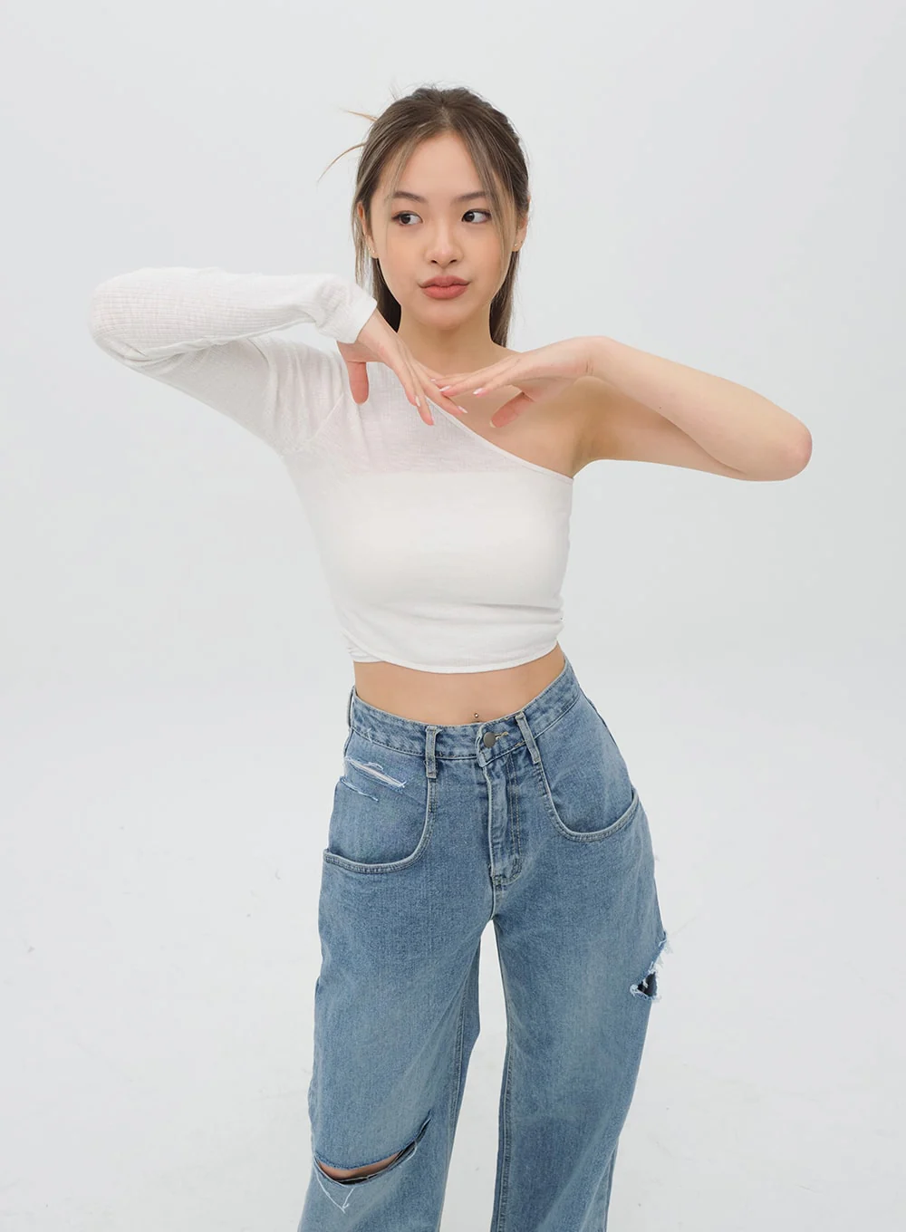 Torn Wide Leg Jeans C1002 - Image 14