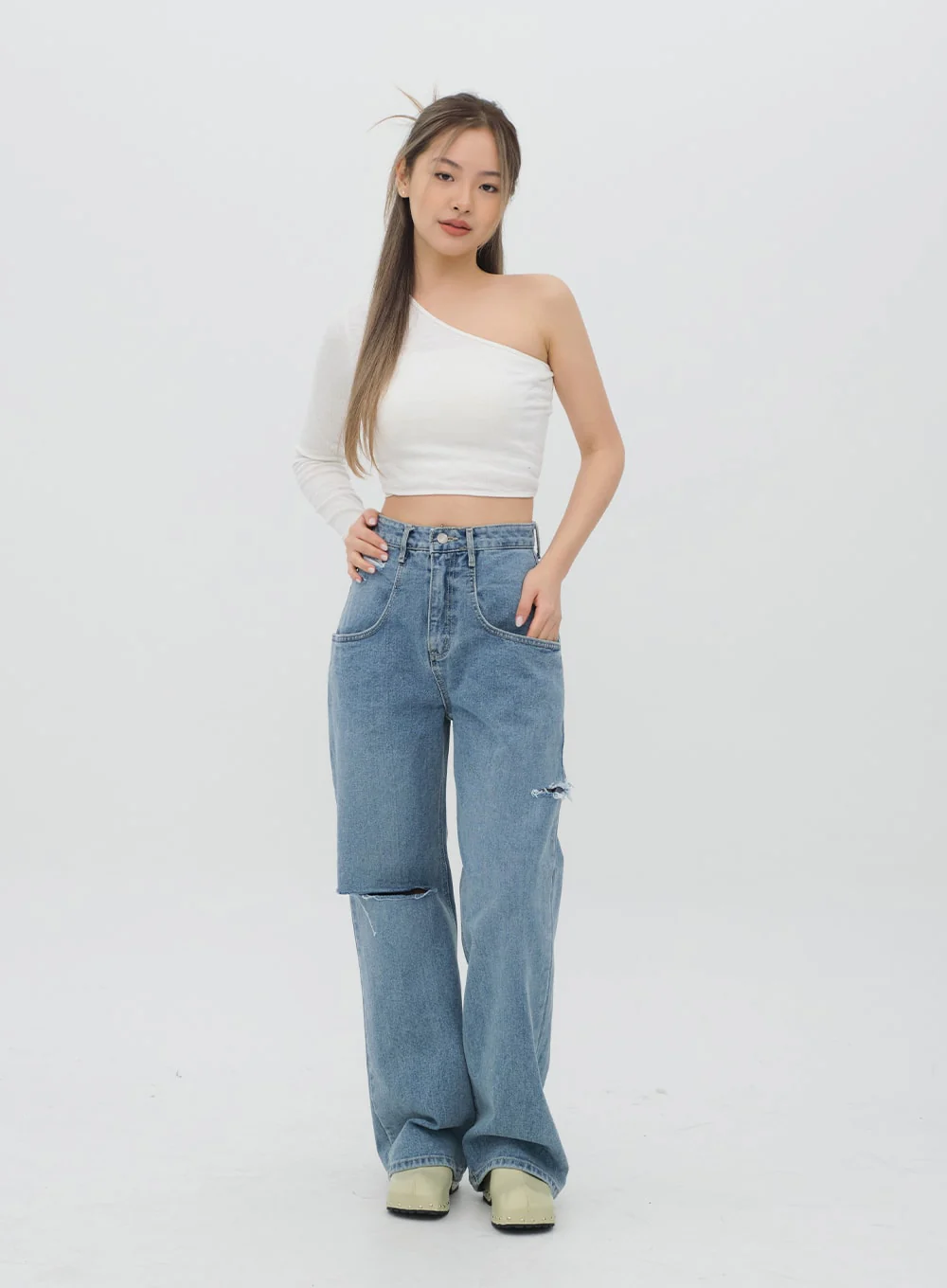 Torn Wide Leg Jeans C1002 - Image 15