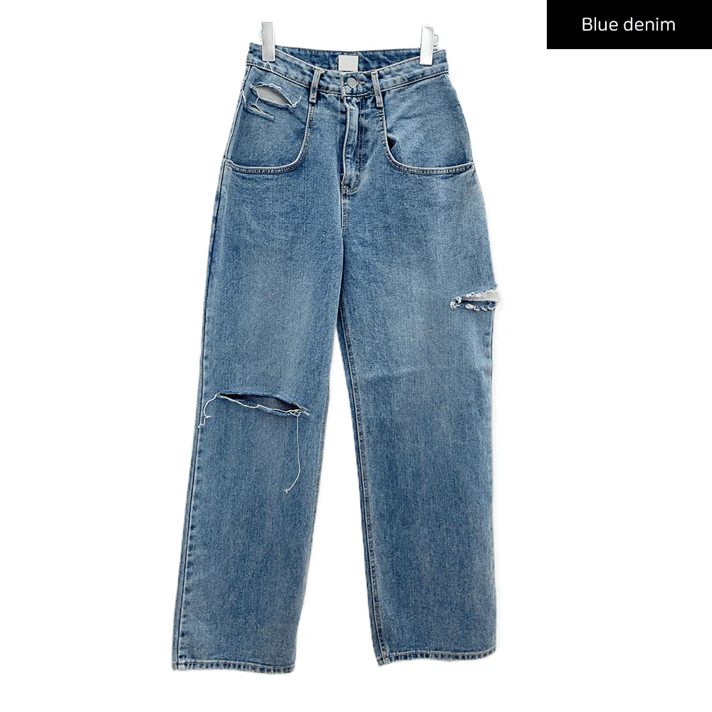 Torn Wide Leg Jeans C1002 - Image 16
