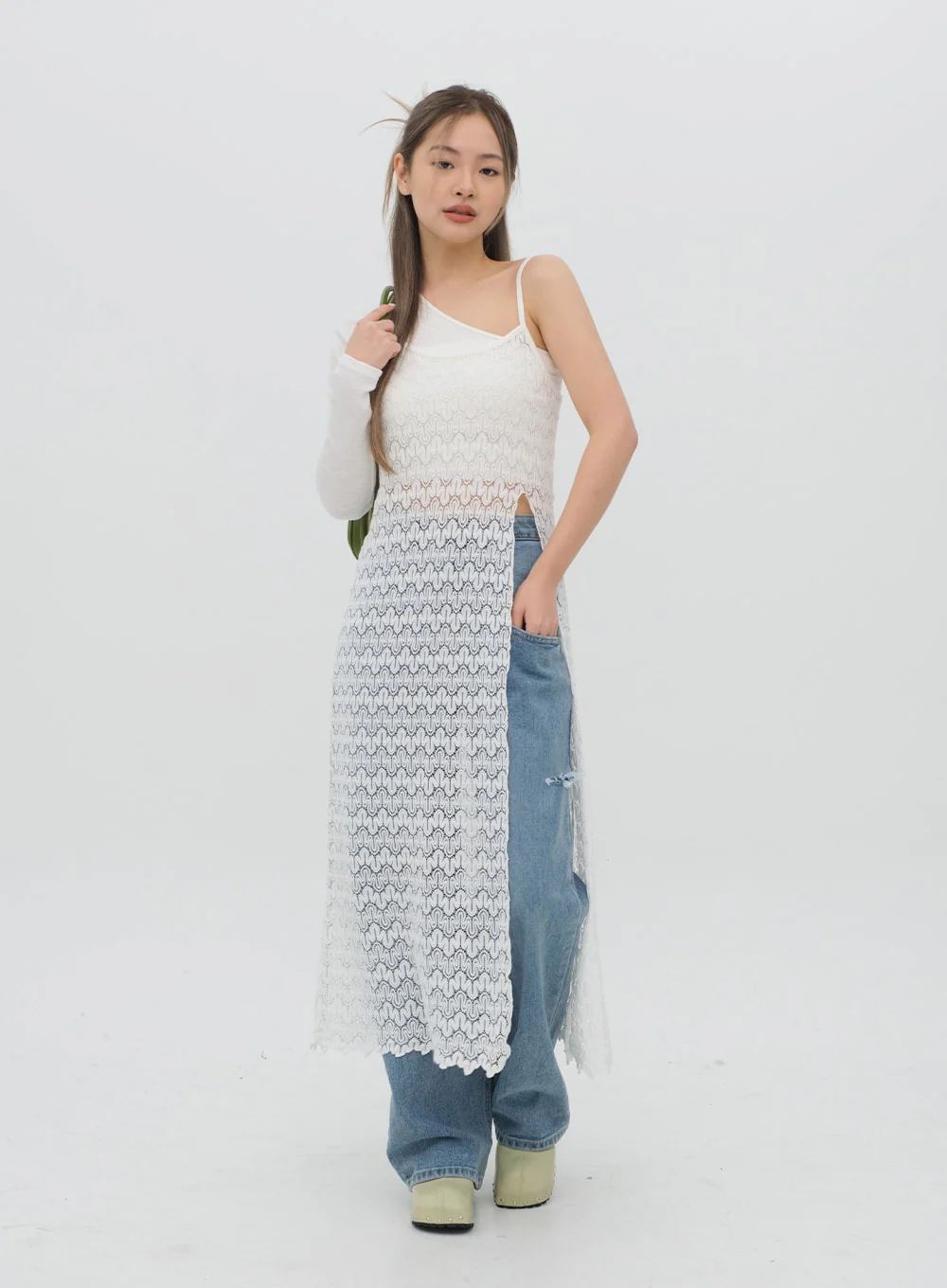 Torn Wide Leg Jeans C1002 - Image 3