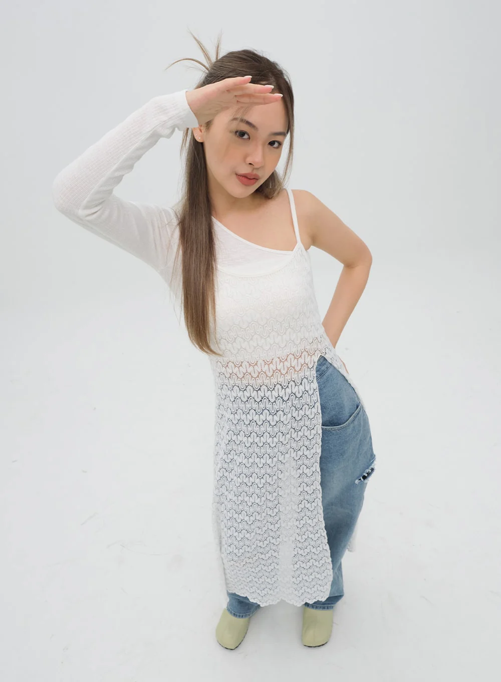 Torn Wide Leg Jeans C1002 - Image 5