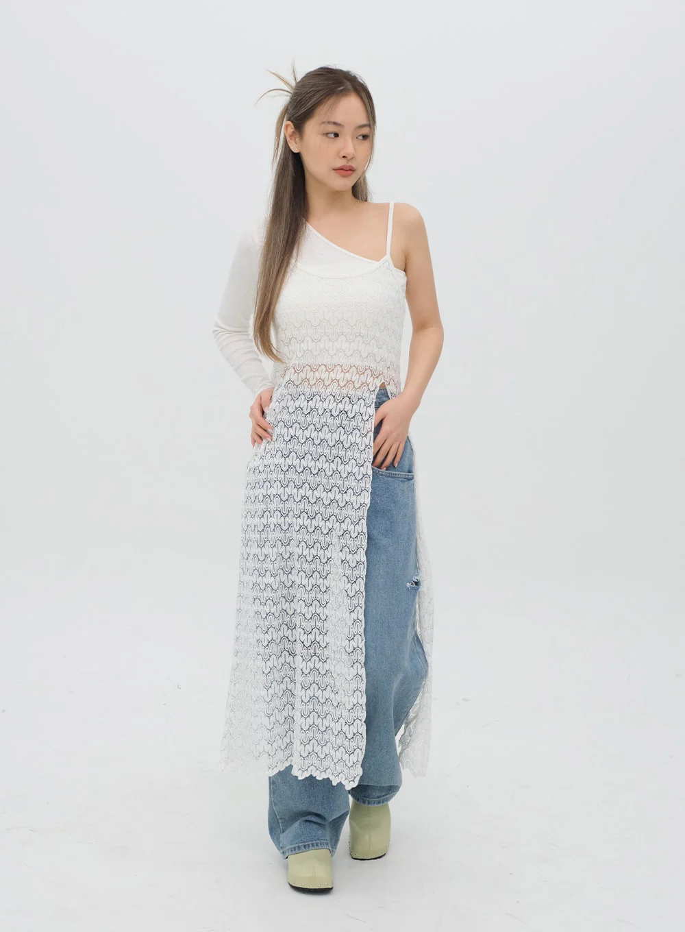 Torn Wide Leg Jeans C1002 - Image 9