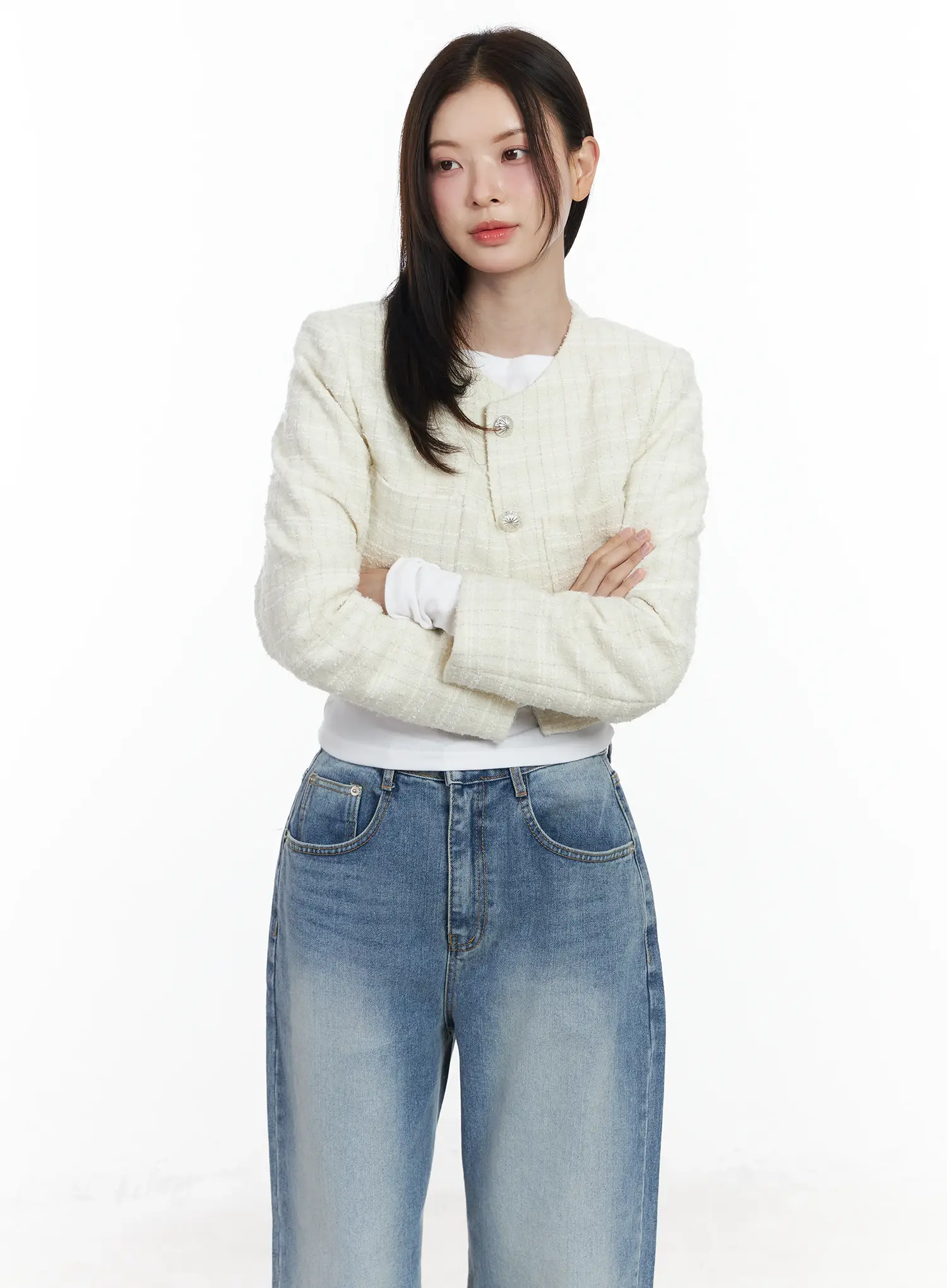 Tweed Button-Up Jacket IF520 - Image 11