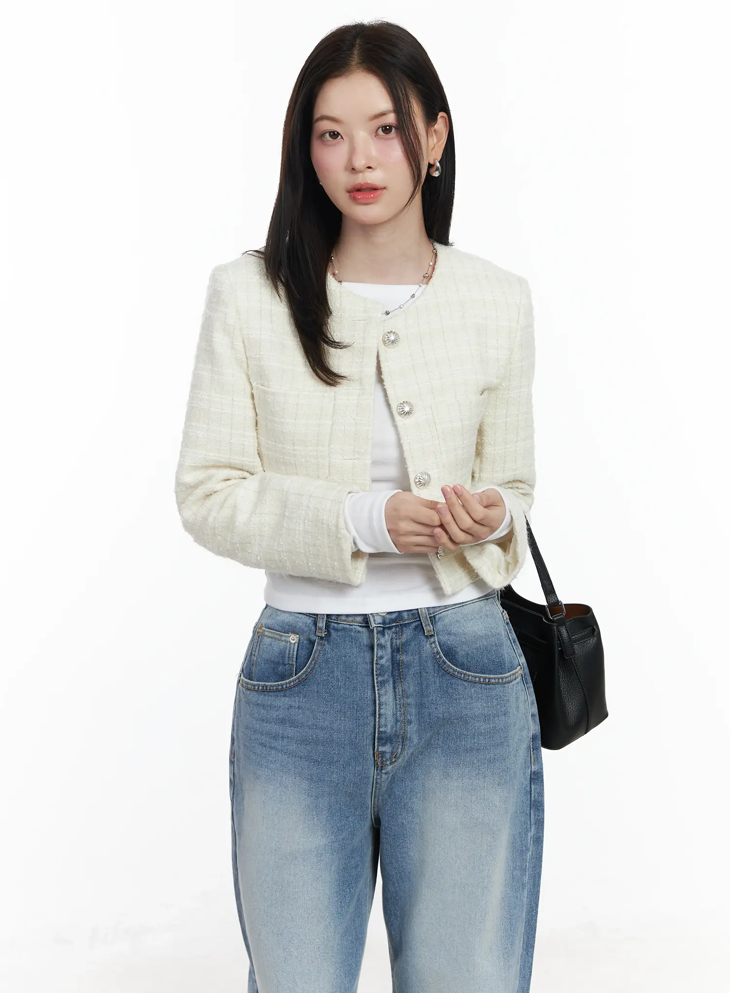 Tweed Button-Up Jacket IF520 - Image 7