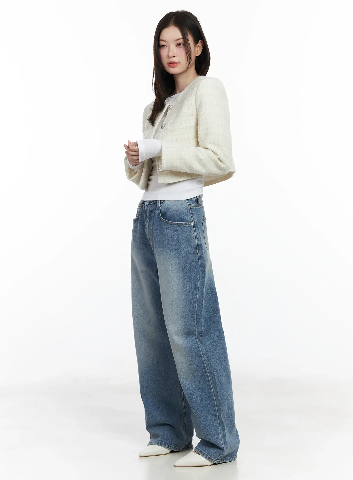 Tweed Button-Up Jacket IF520 - Image 9