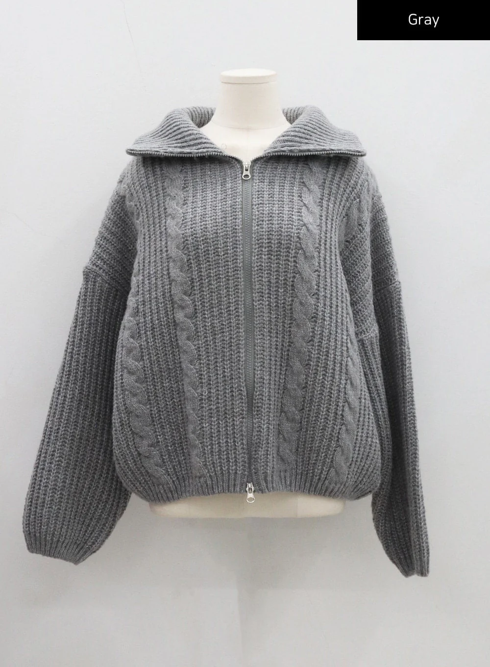 Twist Pattern Two Way Zipper Knit Cardigan CD20 - Image 12