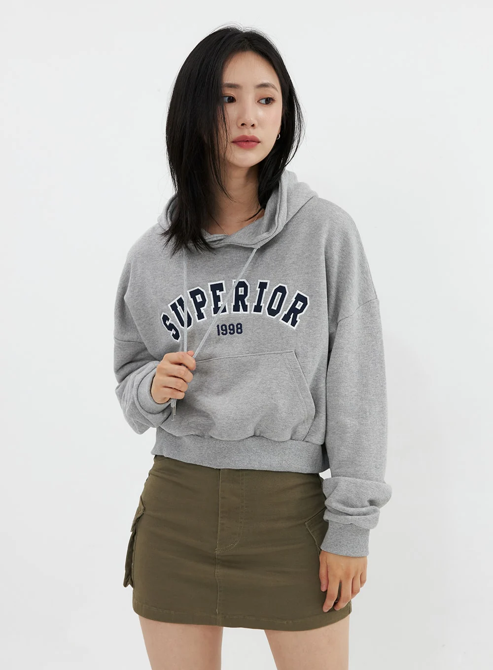 Varsity Cropped Hooded Sweatshirt OS326 - Image 8