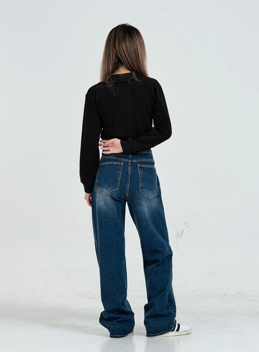Wide Leg Faded Color Denim Pants CO11 - Image 12