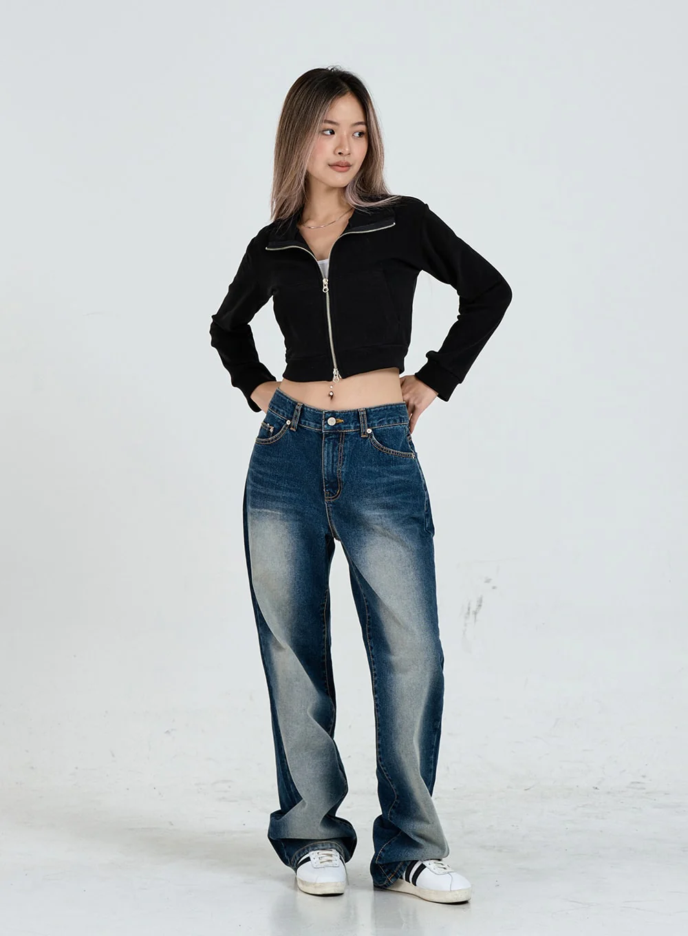 Wide Leg Faded Color Denim Pants CO11 - Image 13