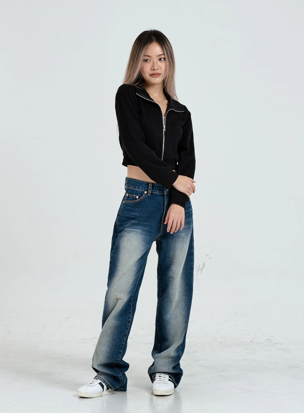 Wide Leg Faded Color Denim Pants CO11 - Image 3