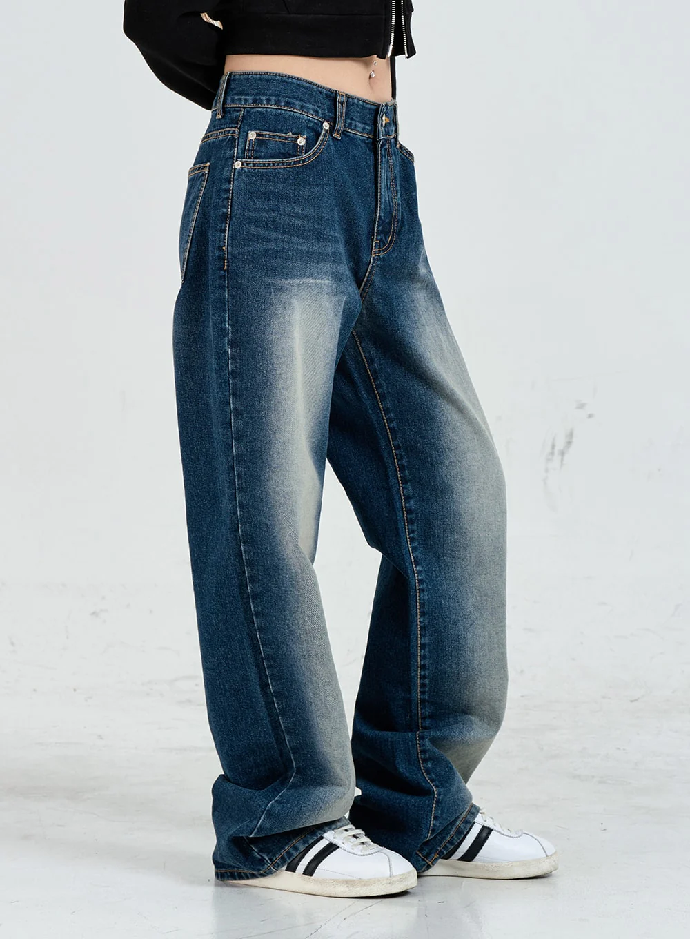 Wide Leg Faded Color Denim Pants CO11 - Image 5