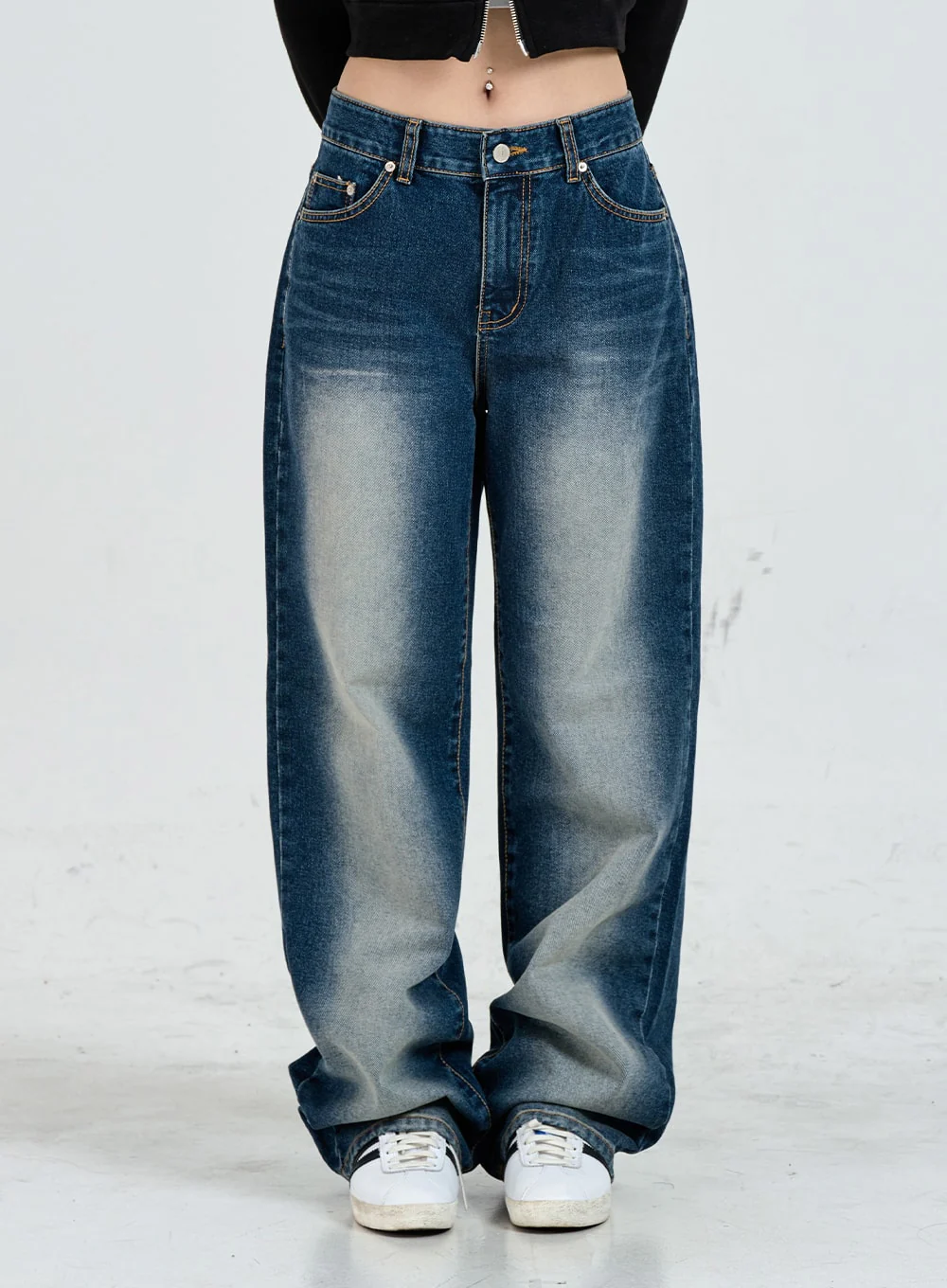 Wide Leg Faded Color Denim Pants CO11 - Image 9