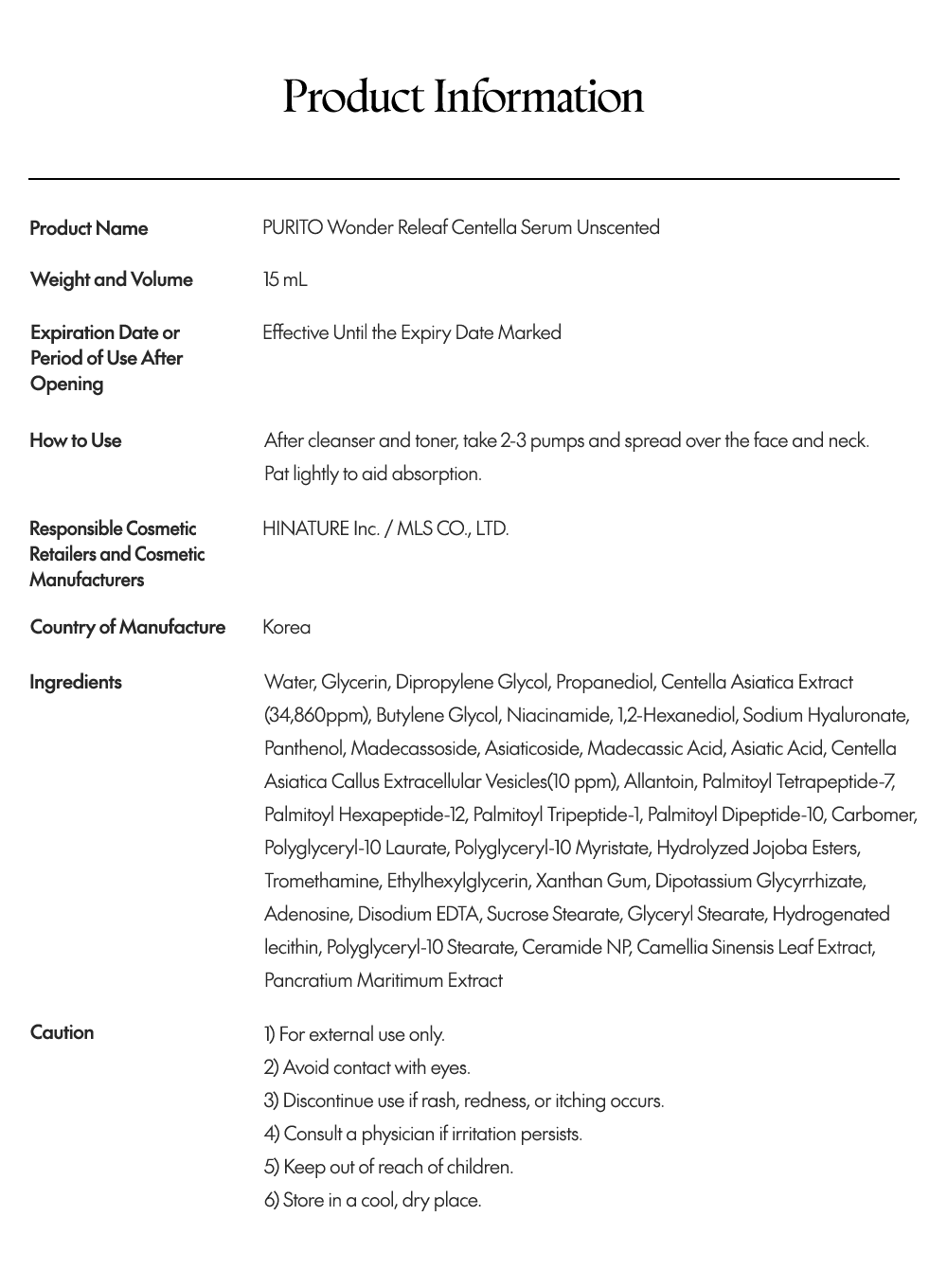 Wonder Releaf Centella Serum Unscented (mini) (15ml) - Image 14